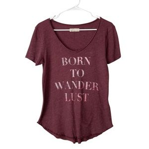 Hollister Born to Wanderlust Travel shirt in burgundy